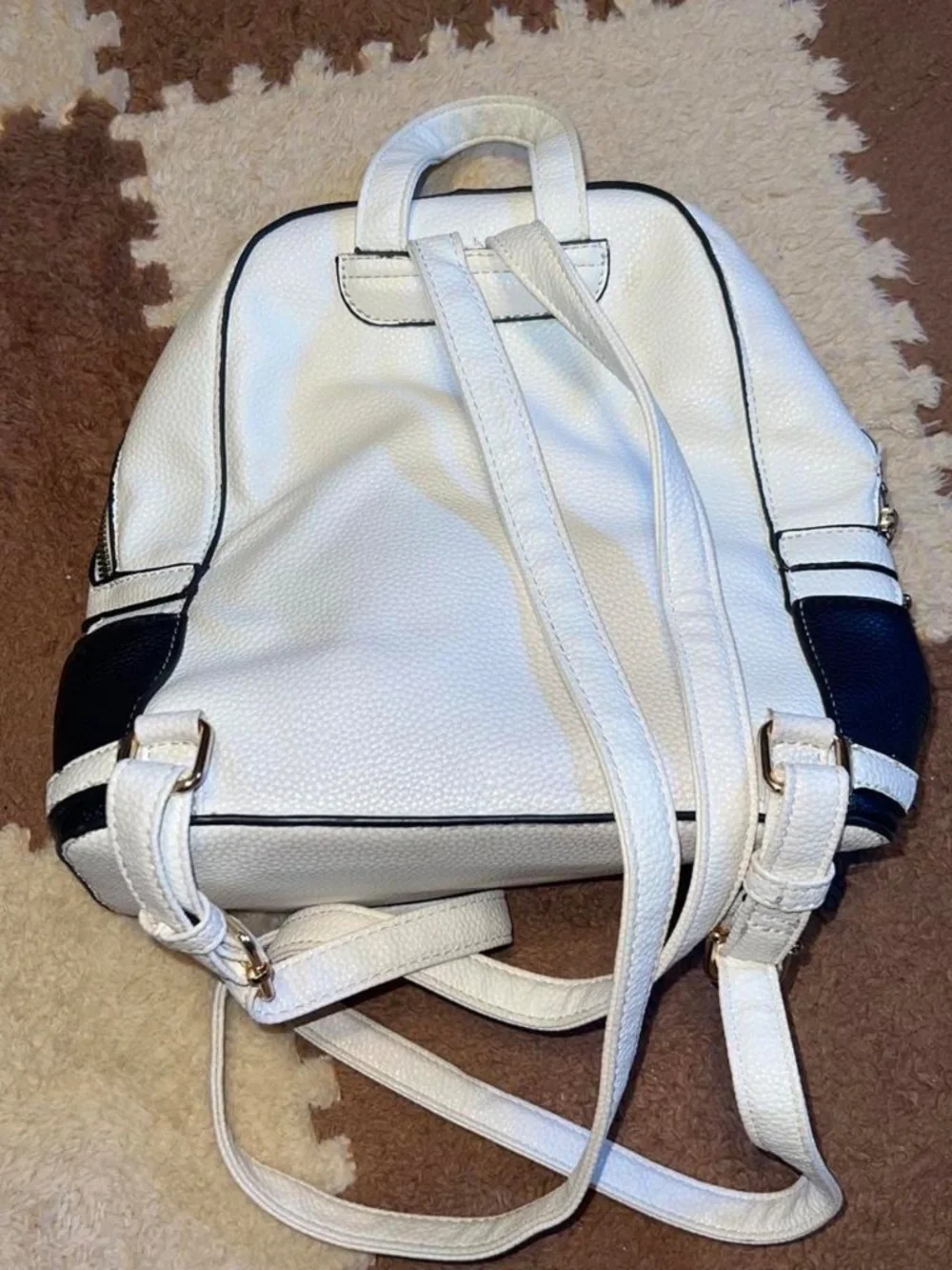White and black mini backpack